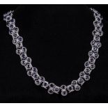 14 kt. White Gold, Sapphire and Diamond Necklace , comprised of 90 prong set oval mixed cut