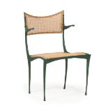 Dan Johnson (1918-1979) Bronze and Cane "Gazelle" Chair , late 1950s, Italy, unmarked, model 20B,