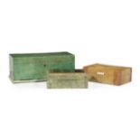 Three Fine Continental Shagreen Boxes , c. 1910, largest with hinged lid and fall-front, three