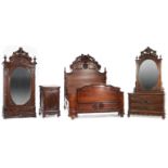 Very Fine American Carved Rosewood Bedroom Suite , mid-19th c., labeled A. (Alexander) Roux, incl.