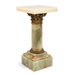 Continental Bronze-Mounted Onyx Corinthian Columnar Pedestal , c. 1900, h. 30 in., w. 14 1/2 in., d.