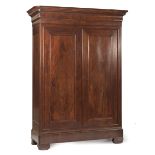 Louisiana Figured Mahogany Armoire , mid-19th c., stepped ogee cornice, molded bookmatched door