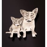 George Rodrigue (American/Louisiana, 1944-2013), "Double Blue Dog Pin", "Pair of Blue Dog