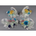 Four Murano Glass Cornucopia Table Ornaments , 20th c., h. 5 1/2 in. to 5 3/4 in., l. 7 1/2 in. to 7