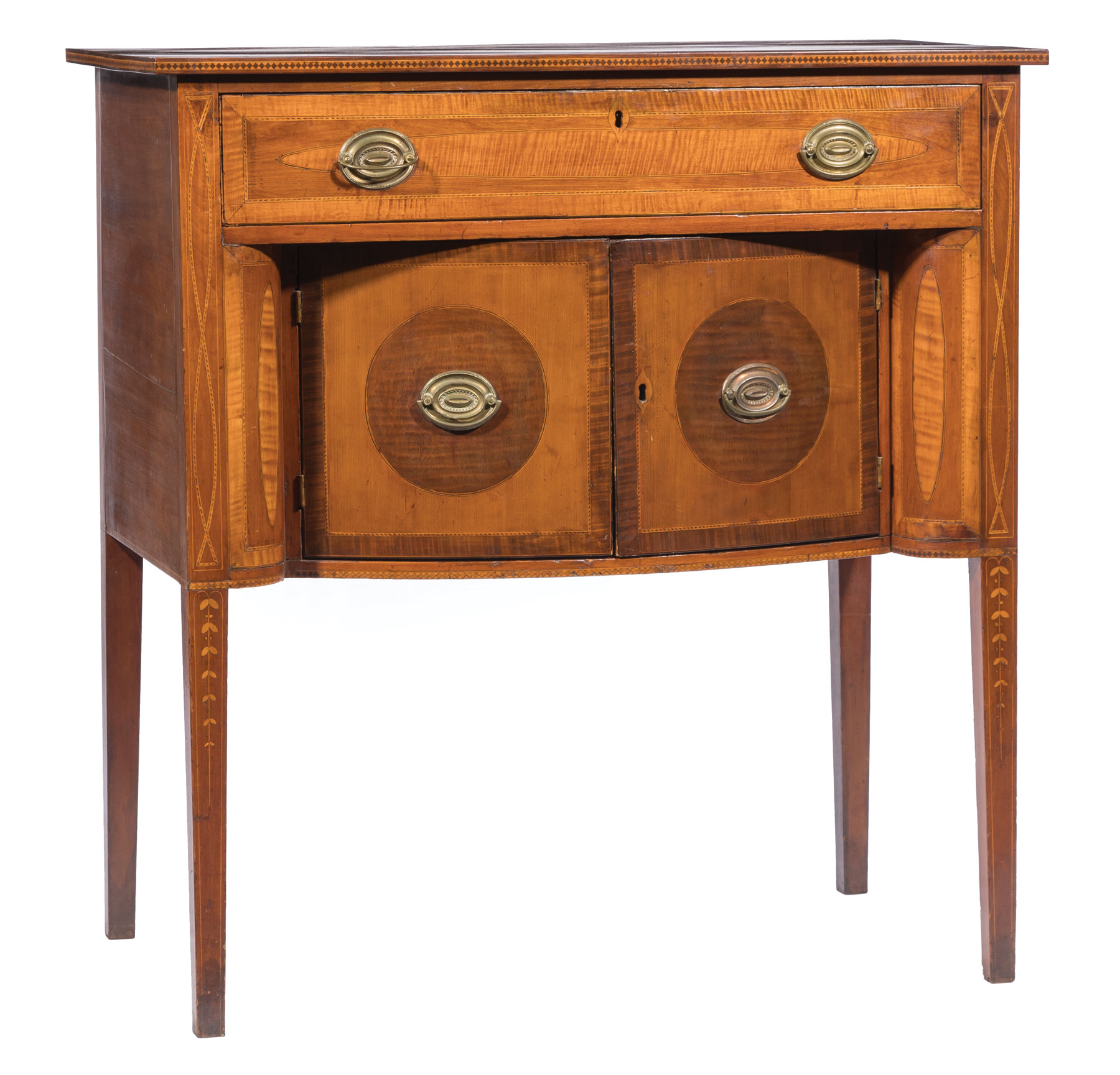 Federal Inlaid Mahogany, Cherrywood and Tiger Maple Server , late 18th/early 19th c., probably New