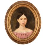 Louisiana School, c. 1859 , "Miss Anna Eliza Barrow (1848-1931)", oil on canvas, unsigned, 18 7/8