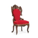 American Rococo Carved and Laminated Rosewood Parlour Chair , attr. to Charles Baudouine (1808-