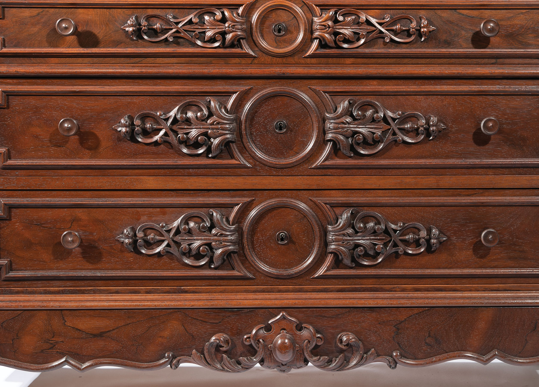 Very Fine American Carved Rosewood Bedroom Suite , mid-19th c., labeled A. (Alexander) Roux, incl. - Image 4 of 20