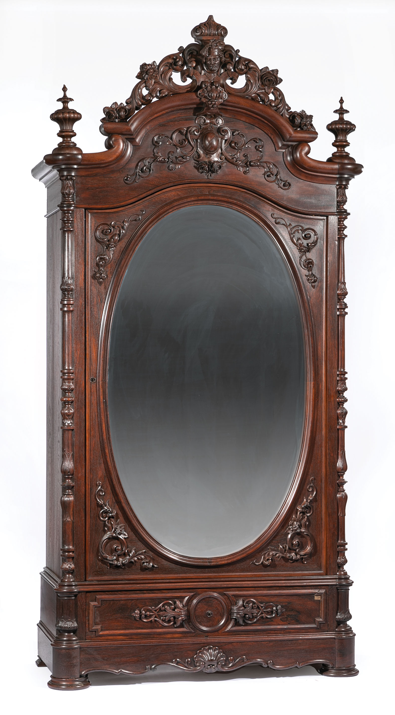 Very Fine American Carved Rosewood Bedroom Suite , mid-19th c., labeled A. (Alexander) Roux, incl. - Image 7 of 20