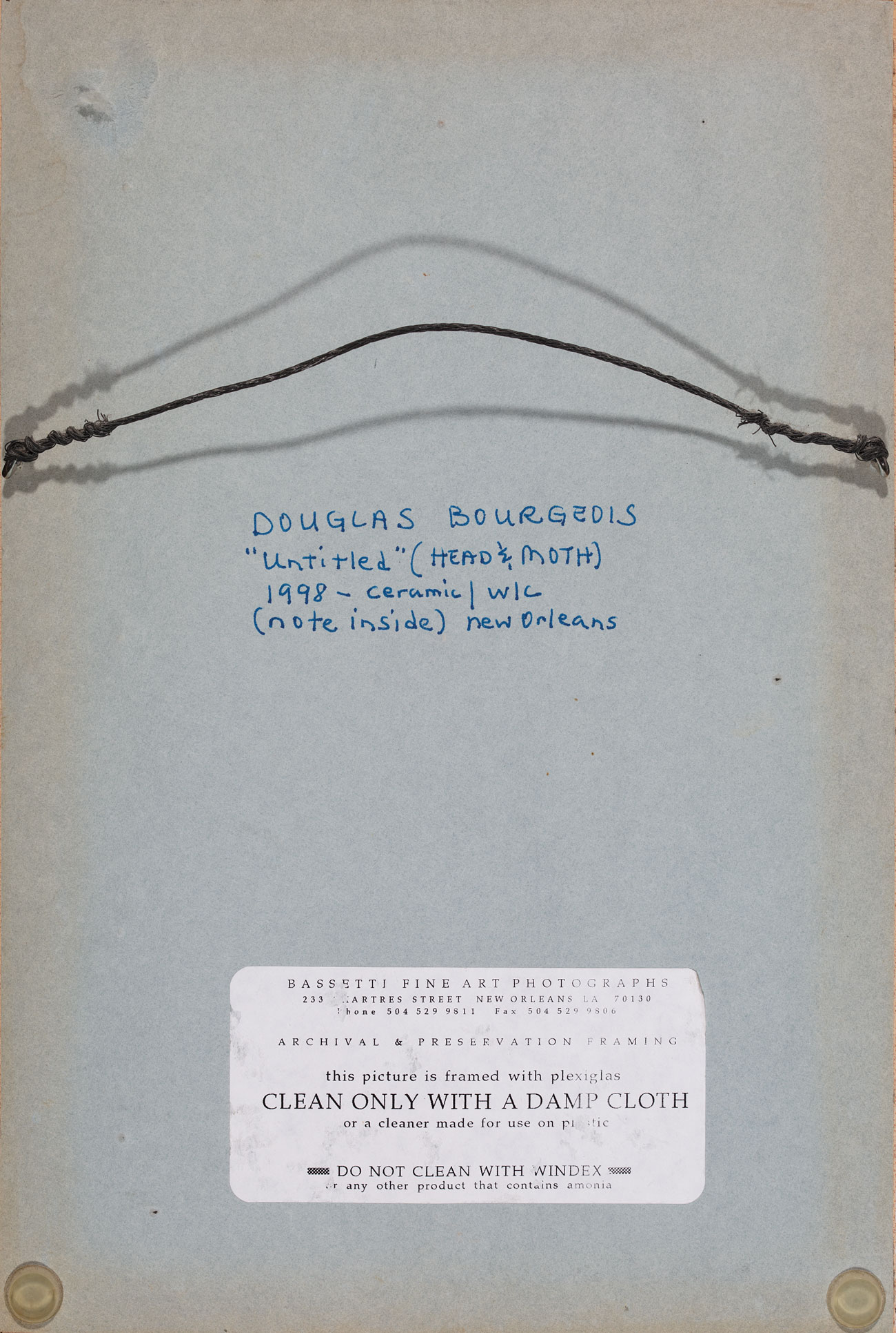 Douglas Bourgeois (American/Louisiana, b. 1951), "Untitled (Head & Moth)", 1998, mixed media - Image 2 of 2