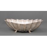 Reed and Barton Sterling Silver Footed Center Bowl , pattern X811, fluted navette form, bracketed