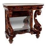 American Classical Gilt Stenciled and Inlaid Mahogany Pier Table , early 19th c., attr. to Anthony