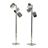 Pair of Koch and Lowy Chrome Floor Lamps , mid-20th c., marked "OMI" (Otto Meinzer Iserlohn), square