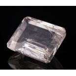 Rectangular Emerald-Cut Rutilated Quartz Loose Stone , wt. approx. 51.00 cts., 26 x 21 x 13.7 mm