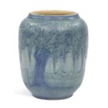 Newcomb College Art Pottery Vase , decorated by Anna Frances Simpson, in the Moon and Moss design,
