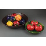 Betty Spindler (American/California, b. 1943), "Bell Peppers" and "Tomatoes", 1999, 2 ceramic