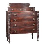 Federal Carved Mahogany Gentlemen's Chest of Drawers , early 19th c., Salem, superstructure fitted