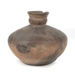 Louisiana Native American Clay Vessel , Caddo Parish, Red River Valley, incised design, h. 6 in.,