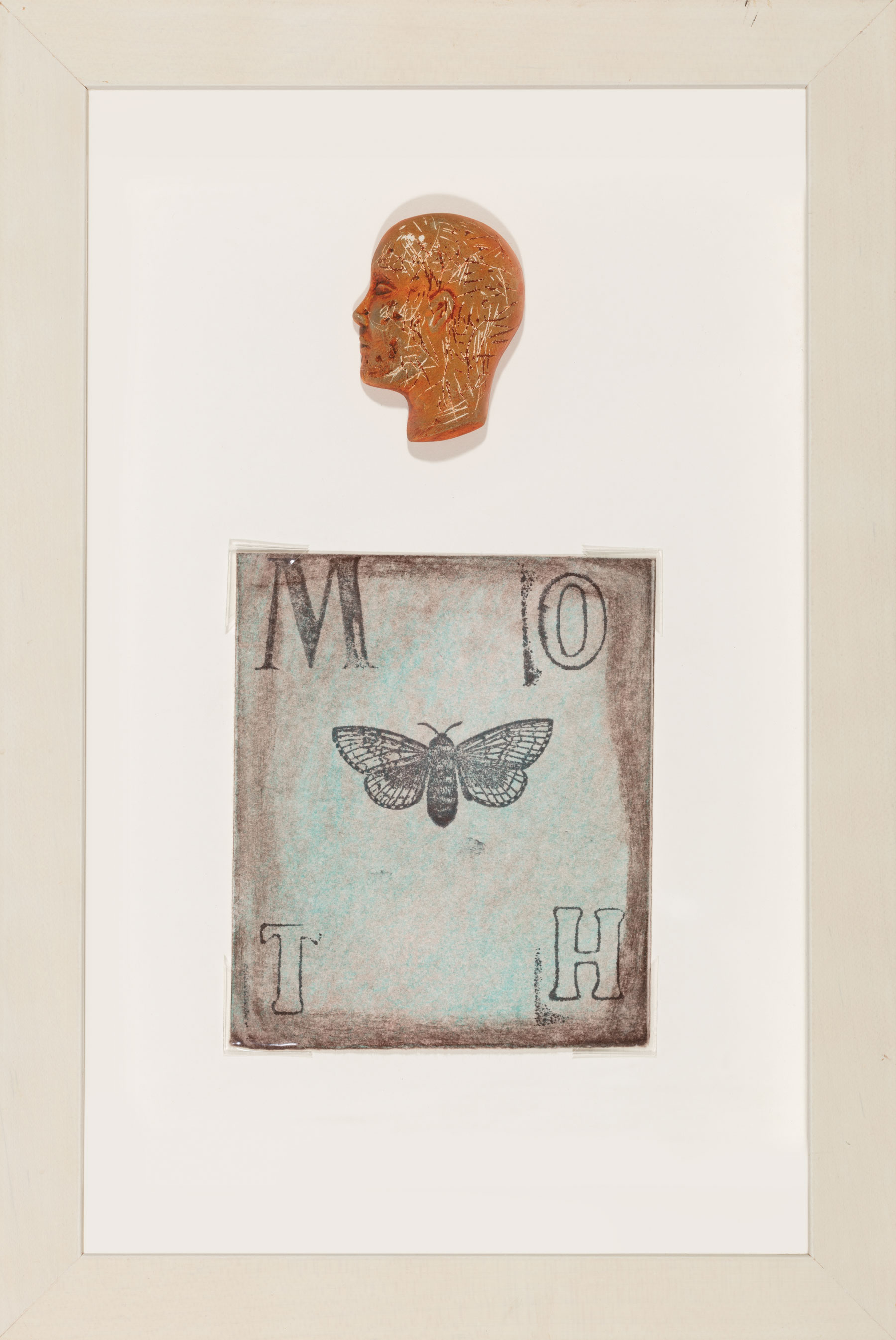 Douglas Bourgeois (American/Louisiana, b. 1951), "Untitled (Head & Moth)", 1998, mixed media