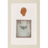 Douglas Bourgeois (American/Louisiana, b. 1951), "Untitled (Head & Moth)", 1998, mixed media
