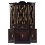 Hollywood Regency Ebonized Secretary Bookcase , c. 1940, Grosfeld House, New York, scrolled cornice,