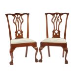 Pair of American Chippendale Carved Mahogany Side Chairs , c. 1765, Philadelphia, scrolled crest