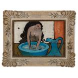 Henry Faulkner (American/Kentucky, 1924-1981), "Lady Bathing", oil on masonite, signed lower left,