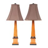 Pair of Biedermeier-Style Maple Obelisk Lamps , h. (to socket) 22 in., w. 4 3/8 in., d. 4 3/8 in