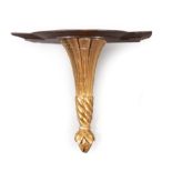 Regency Giltwood and Mahogany Wall Bracket , c. 1820, shaped molded top, lobed support, ropetwist