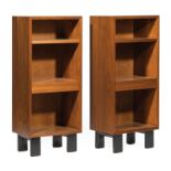 Pair of George Nelson (1908-1986) for Herman Miller Walnut and Parcel Ebonized Nightstands , c.