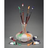 Cesare Toffolo (Italian, b. 1916), "Vase with Paint Brushes and Paint Tubes", glass, unsigned,