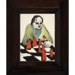 Benny Andrews (American/Georgia, 1930-2006), "Chess", 1964, oil on canvas, signed, titled and