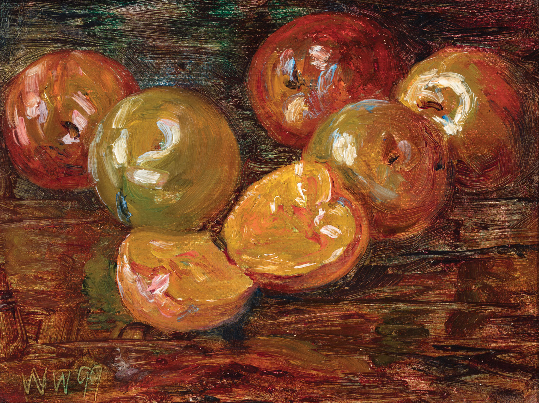 William Woodward (American/Louisiana, 1859-1939), "Untitled (Creole Tomatoes)", 1899, oil on canvas, - Image 2 of 4