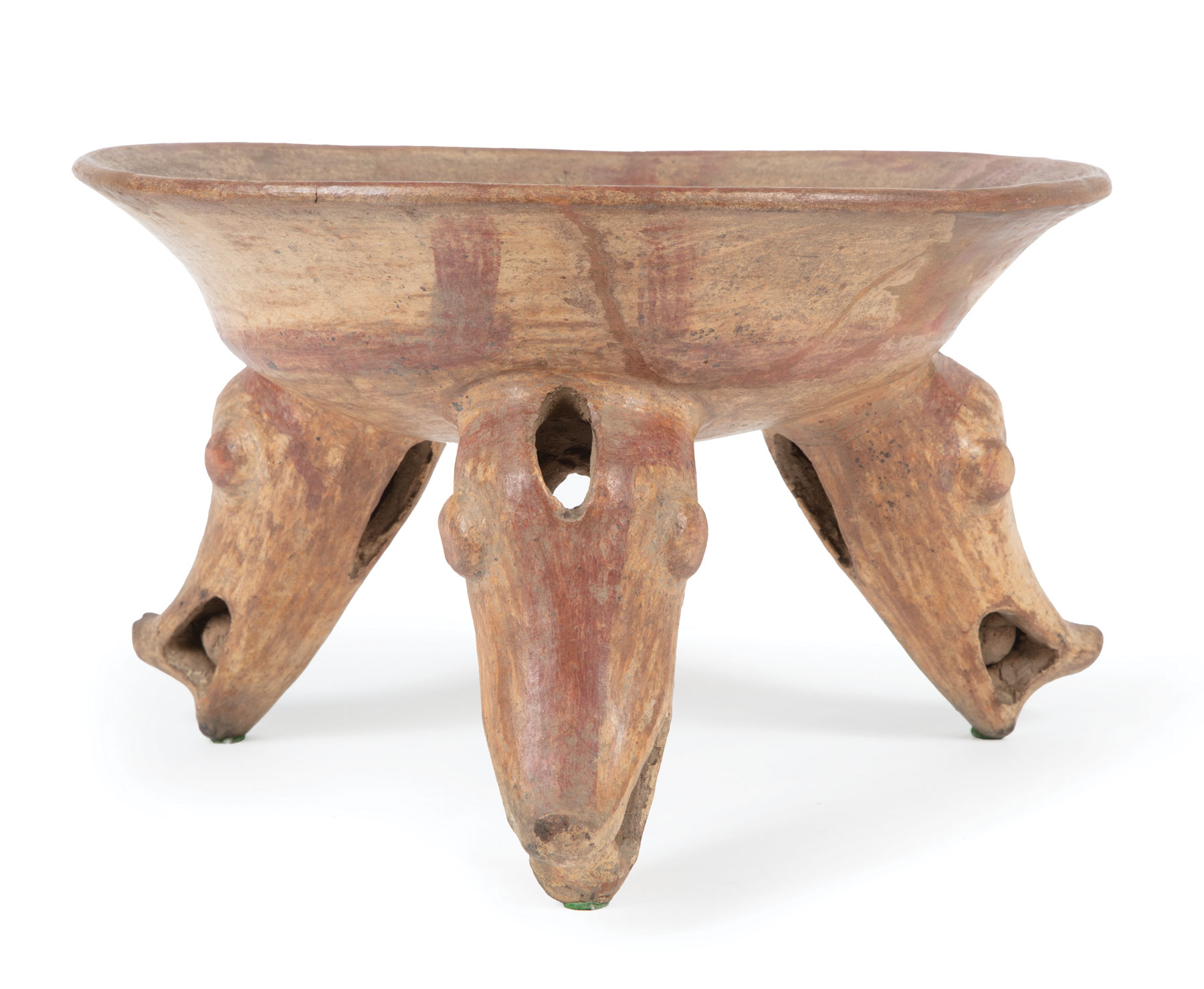 Pre-Columbian Pottery Tripod Bowl , 800-1500 A.D., Costa Rica, possibly Nicoya, red slip design, - Image 2 of 2