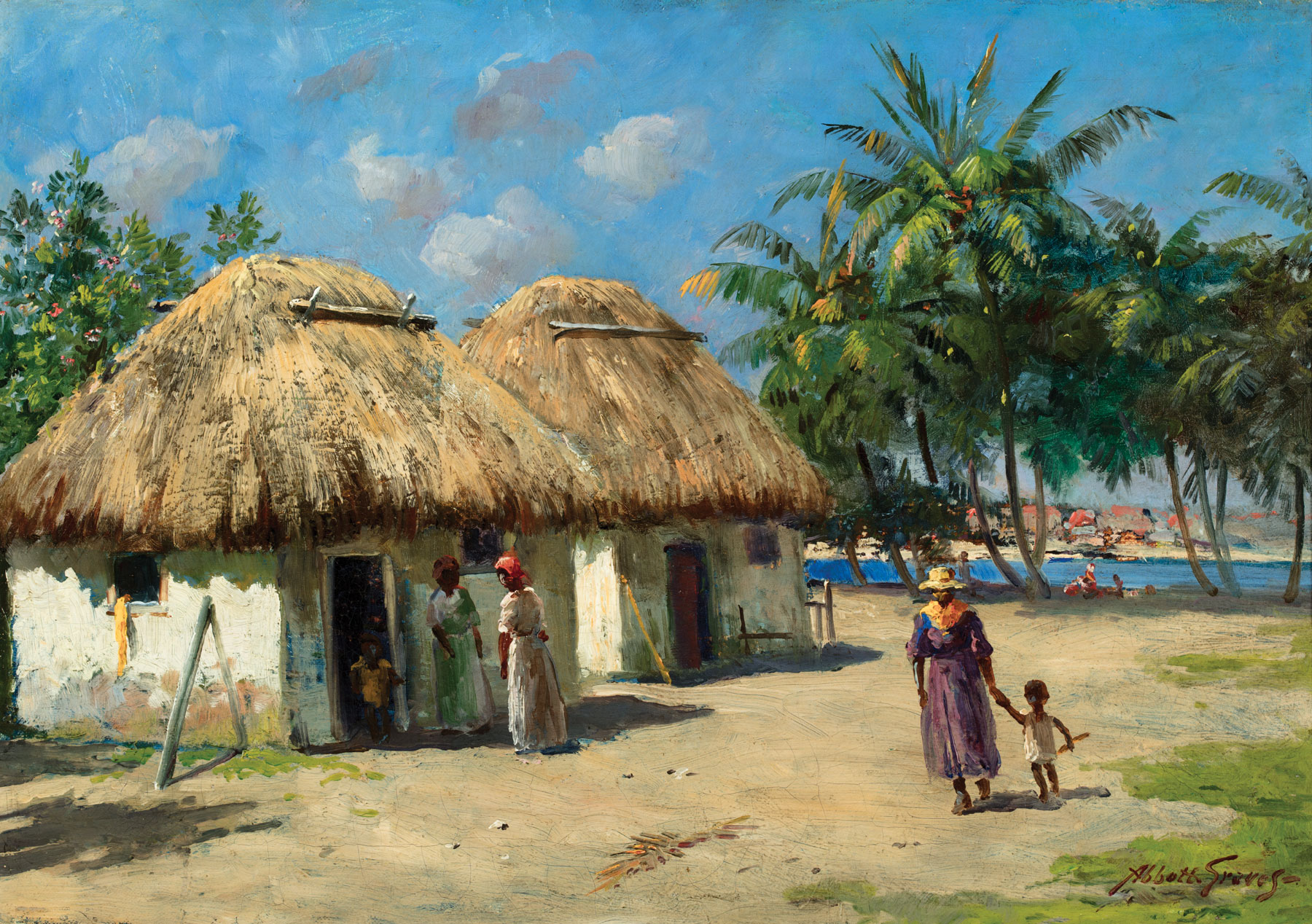 Abbott Fuller Graves (American/Massachusetts, 1859-1936), "Jamaica", oil on canvas, signed lower - Image 2 of 4