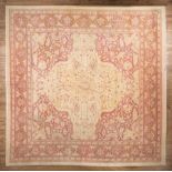 Persian Carpet , cream ground, floral design in pink and gold, 15 ft. 1 in. x 14 ft. 9 in