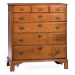 American Maple Chest , late 18th c., molded top, three glove drawers over three graduated drawers,