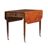 Federal Carved Mahogany Pembroke Table , early 19th c., Philadelphia, drop leaves with chamfered
