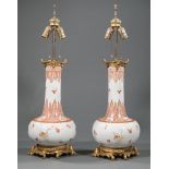 Pair of Chinese Iron Red and Gilt Decorated Porcelain Bottle Vases , Qing Dynasty (1644-1911),