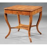 Biedermeier-Style Fruitwood Occasional Table , top with canted corners, frieze drawer, cabriole