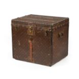 Louis Vuitton Trunk , early 20th c., serial number 162538, LV logo canvas, marked hardware, interior