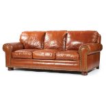 Hancock & Moore Leather Sofa , loose cushion, back and seat, rolled arms, nailhead trim, bun