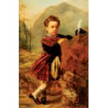 British School, 19th c ., "Highland Laddie", oil on canvas, unsigned, 46 1/4 in. x 30 in.,