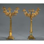 Pair of American Late Classical Bronze Six-Light Candelabra , mid-19th c., possibly Cornelius &