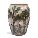 Shadyside Pottery Vase , late 20th c., New Orleans, swamp landscapes design, h. 12 1/2 in., dia. 9