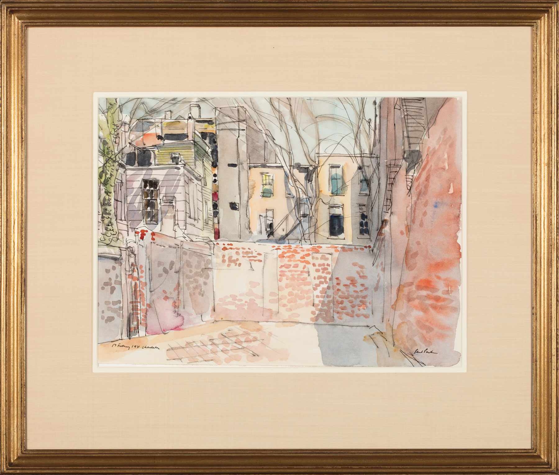Paul Parker (American/Illinois, 1905-1987), "Back Alley, Charleston", "St. Michael's from Queen