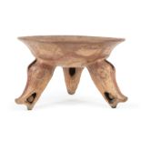 Pre-Columbian Pottery Tripod Bowl , 800-1500 A.D., Costa Rica, possibly Nicoya, red slip design,