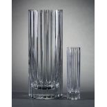 Two Baccarat Crystal "Harmonie" Vases , acid etched marks, h. 12 in. and 7 in