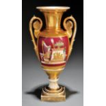 Fine Paris Porcelain Vase , c. 1818, possibly Darte Freres, opposing reserves depicting a trio of