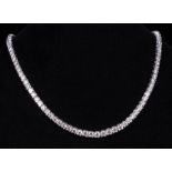 18 kt White Gold and Diamond Necklace , comprised of 109 prong set round brilliant cut diamonds,